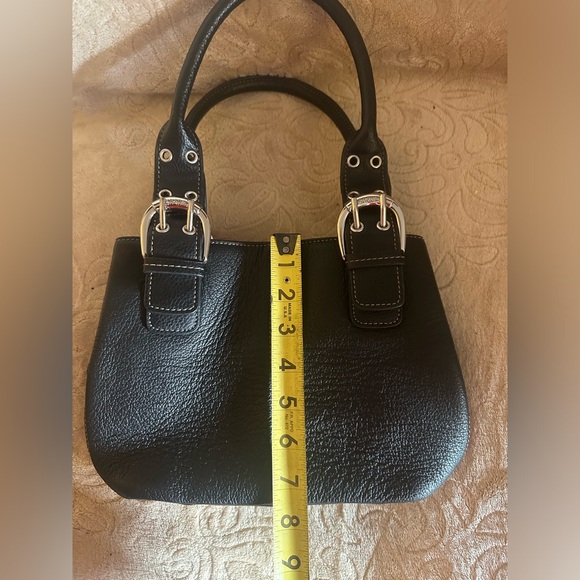 Tignanello Handbag Black Genuine Pebbled Leather Dual Handle Purse Satchel - Picture 11 of 14